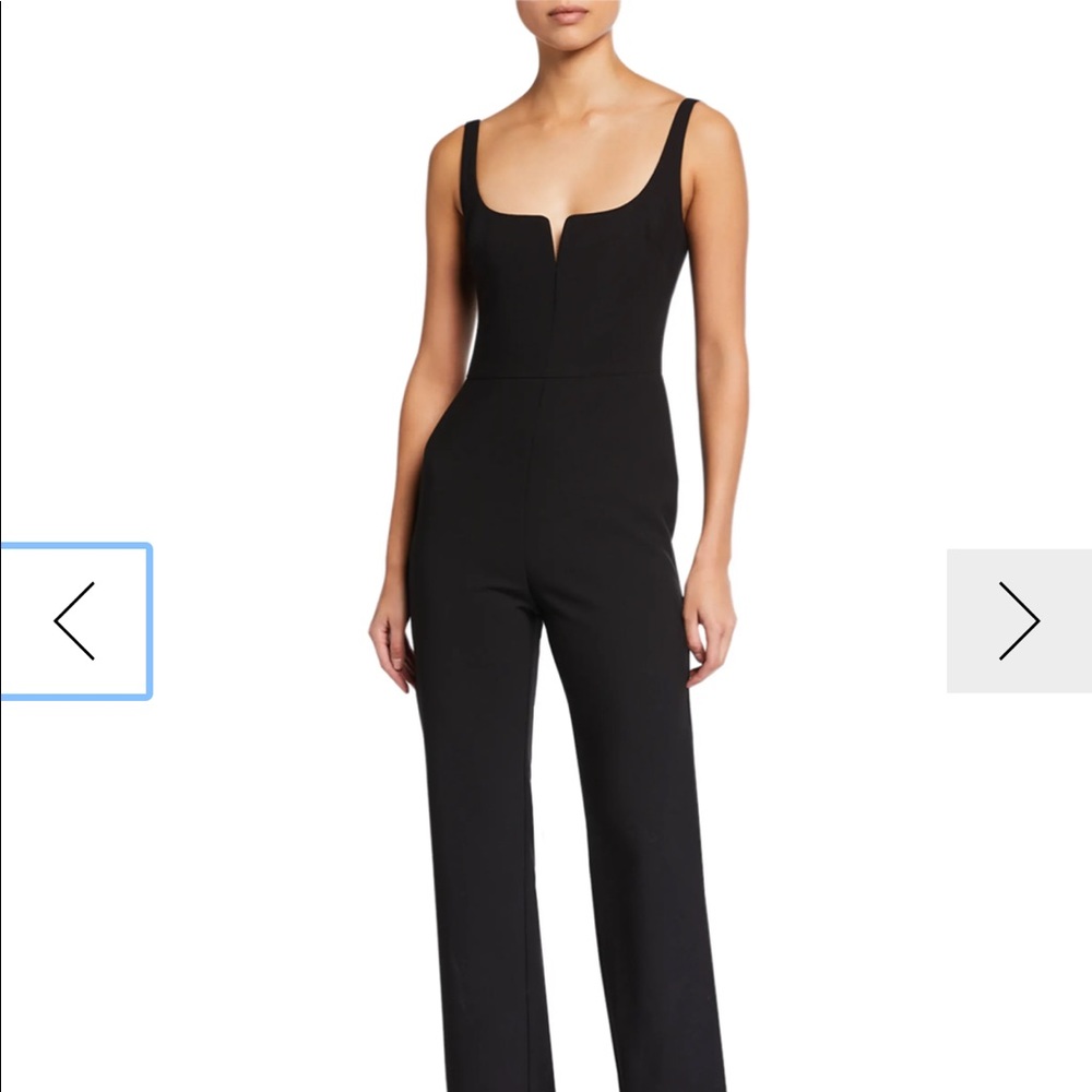 Black Likely V Cut Jumpsuit Sleeveless Straight Leg